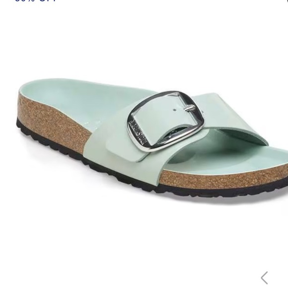 Birkenstock Women's Madrid Big Buckle Leather PatentShine Surf Green size 6 EU37 - Picture 3 of 5
